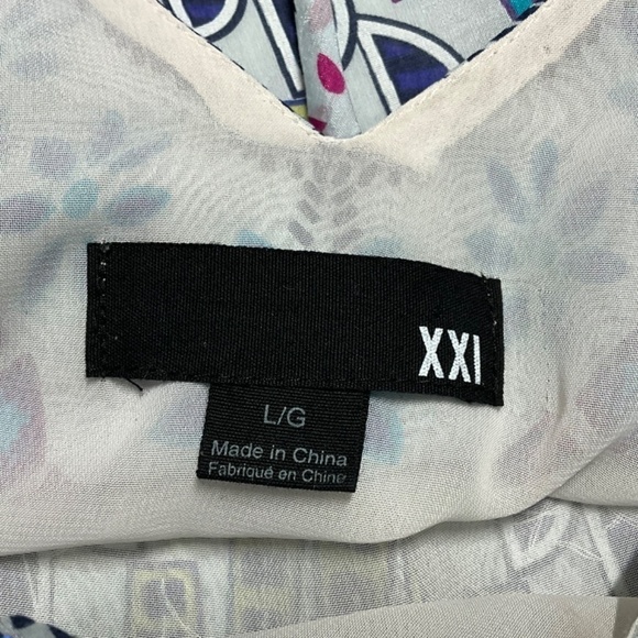 XXI Cotton / Silk Blend Fully Lined Double Vee Neckline Embellished Mini Dress L - Picture 5 of 13